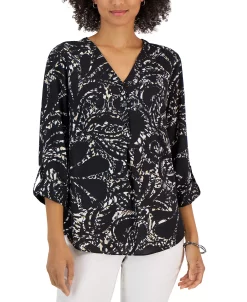 JM Collection Women's Swirl-Print Split-Neck Woven Top, Created For Macy's 8 JM Collection Women's Swirl-Print Split-Neck Woven Top, Created For Macy's -VINCE CAMUTO Shop 23149691 fpx