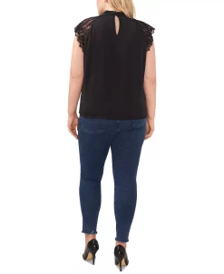 Vince Camuto Plus Size Mock-Turtleneck Lace-Sleeve Top -VINCE CAMUTO Shop 23149740 fpx