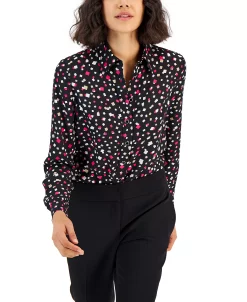 Anne Klein Women's Printed Button-Front Blouse -VINCE CAMUTO Shop 23151340 fpx