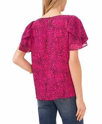 Vince Camuto Women's Printed Crewneck Petal-Sleeve Blouse 2 Vince Camuto Women's Printed Crewneck Petal-Sleeve Blouse - Image 2