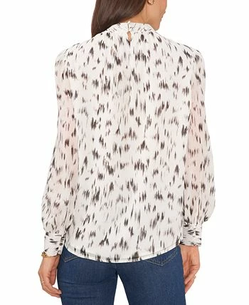 Vince Camuto Women's Printed Stand-Collar Sheer-Sleeve Blouse 2 Vince Camuto Women's Printed Stand-Collar Sheer-Sleeve Blouse - Image 2