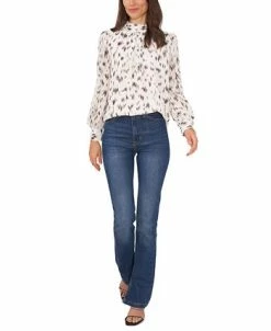 Vince Camuto Women's Printed Stand-Collar Sheer-Sleeve Blouse 7 Vince Camuto Women's Printed Stand-Collar Sheer-Sleeve Blouse -VINCE CAMUTO Shop 23186196 fpx