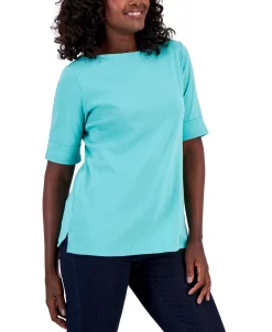 Karen Scott Cotton Boat-Neck Top, Created For Macy's 26 Karen Scott Cotton Boat-Neck Top, Created For Macy's -VINCE CAMUTO Shop 23187900 fpx