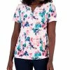 Karen Scott Women's Layered Floral Printed Henley Top, Created For Macy's