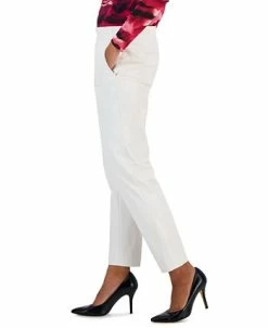 Anne Klein Women's Faux-Leather Pull-On Cinched-Waist Slim Ankle Pants -VINCE CAMUTO Shop 23206633 fpx