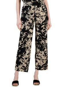 Alfani Women's Printed Pleated Bodre Pull-On Pants, Created For Macy's