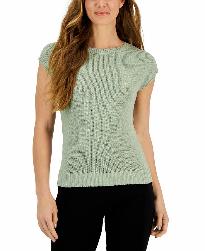 Alfani Women's Crewneck Short-Sleeve Sweater, Created For Macy's 1 Alfani Women's Crewneck Short-Sleeve Sweater, Created For Macy's