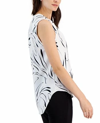 Alfani Women's Printed Satin Sleeveless V-Neck Top, Created For Macy's 2 Alfani Women's Printed Satin Sleeveless V-Neck Top, Created For Macy's - Image 2