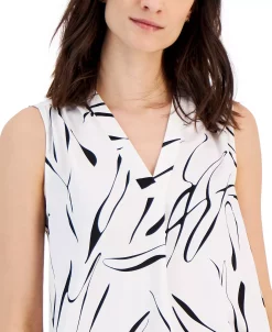 Alfani Women's Printed Satin Sleeveless V-Neck Top, Created For Macy's 6 Alfani Women's Printed Satin Sleeveless V-Neck Top, Created For Macy's -VINCE CAMUTO Shop 23214493 fpx