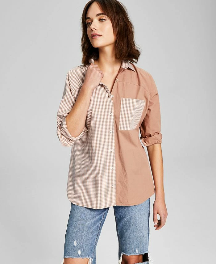 And Now This Women's Cotton Poplin Button-Up Shirt 1 And Now This Women's Cotton Poplin Button-Up Shirt