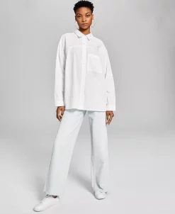And Now This Women's Cotton Poplin Button-Up Shirt 8 And Now This Women's Cotton Poplin Button-Up Shirt -VINCE CAMUTO Shop 23247361 fpx