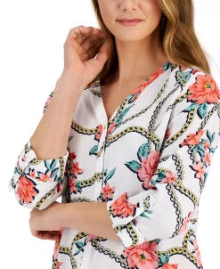 JM Collection Women's Gardenia-Print Utility Top, Created For Macy's -VINCE CAMUTO Shop 23248420 fpx