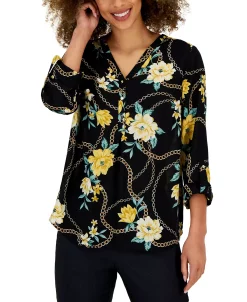 JM Collection Women's Gardenia-Print Utility Top, Created For Macy's -VINCE CAMUTO Shop 23248452 fpx