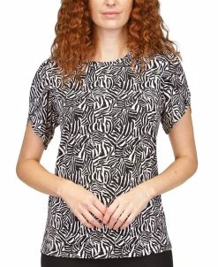 Michael Kors Women's Zebra-Print Petal-Sleeve Top