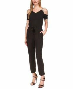 Michael Kors Women's Chain Cold-Shoulder Jumpsuit
