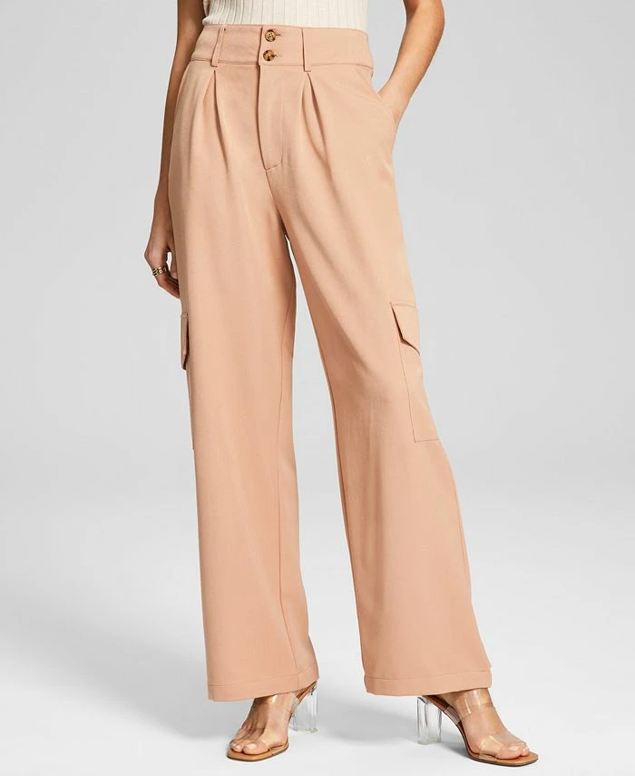And Now This Women's High-Rise Wide-Leg Cargo Pants 1 And Now This Women's High-Rise Wide-Leg Cargo Pants