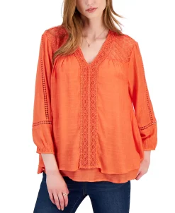 Style & Co Women's 3/4-Sleeve Embroidered Lace Top, Created For Macy's 13 Style & Co Women's 3/4-Sleeve Embroidered Lace Top, Created For Macy's -VINCE CAMUTO Shop 23314025 fpx