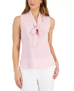 Kasper Women's Sleeveless Tie-Neck Top, Regular And Petite Sizes