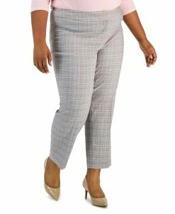 Kasper Plus Size Plaid Mid-Rise Straight-Leg Ankle Pants