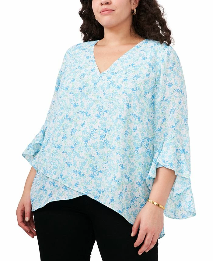 Vince Camuto Plus Size Printed Ruffle-Cuff 3/4-Sleeve Blouse 1 Vince Camuto Plus Size Printed Ruffle-Cuff 3/4-Sleeve Blouse
