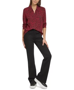 DKNY Jeans Women's Star-Print Button-Front High-Low Top -VINCE CAMUTO Shop 23327544 fpx