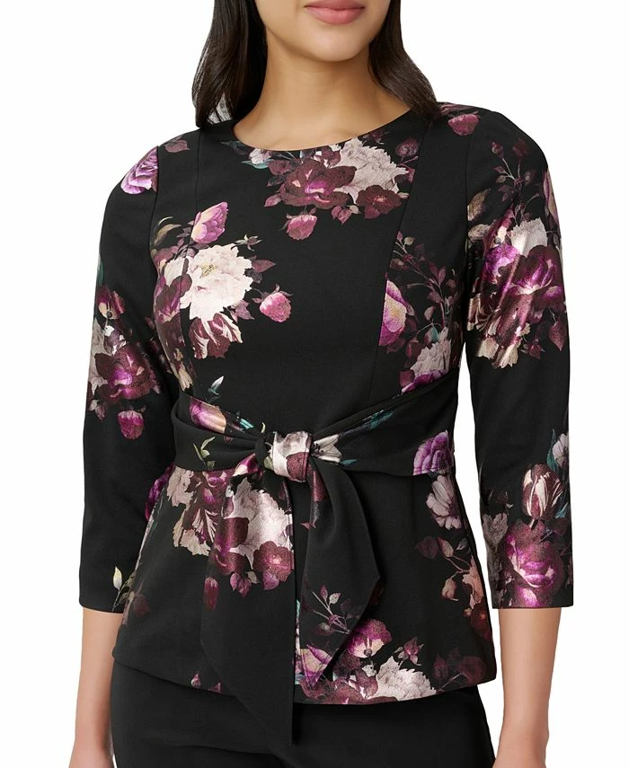 Adrianna Papell Women's Floral-Print 3/4-Sleeve Top 1 Adrianna Papell Women's Floral-Print 3/4-Sleeve Top