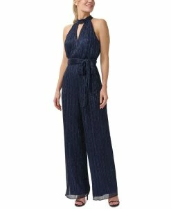 Adrianna Papell Women's Metallic Crinkled Jumpsuit