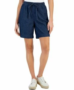 Karen Scott Women's Emilia Relaxed Pull-On Denim Shorts, Created For Macy's
