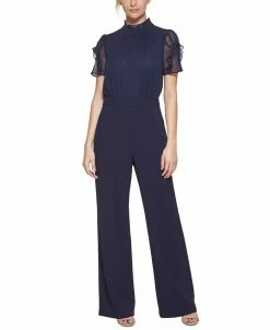 Vince Camuto Women's Ruffled Mixed-Media Jumpsuit