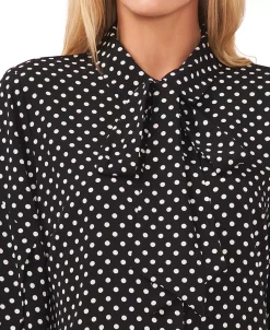 CeCe Women's Polka Dot Bow-Neck Button-Front Top -VINCE CAMUTO Shop 23360610 fpx