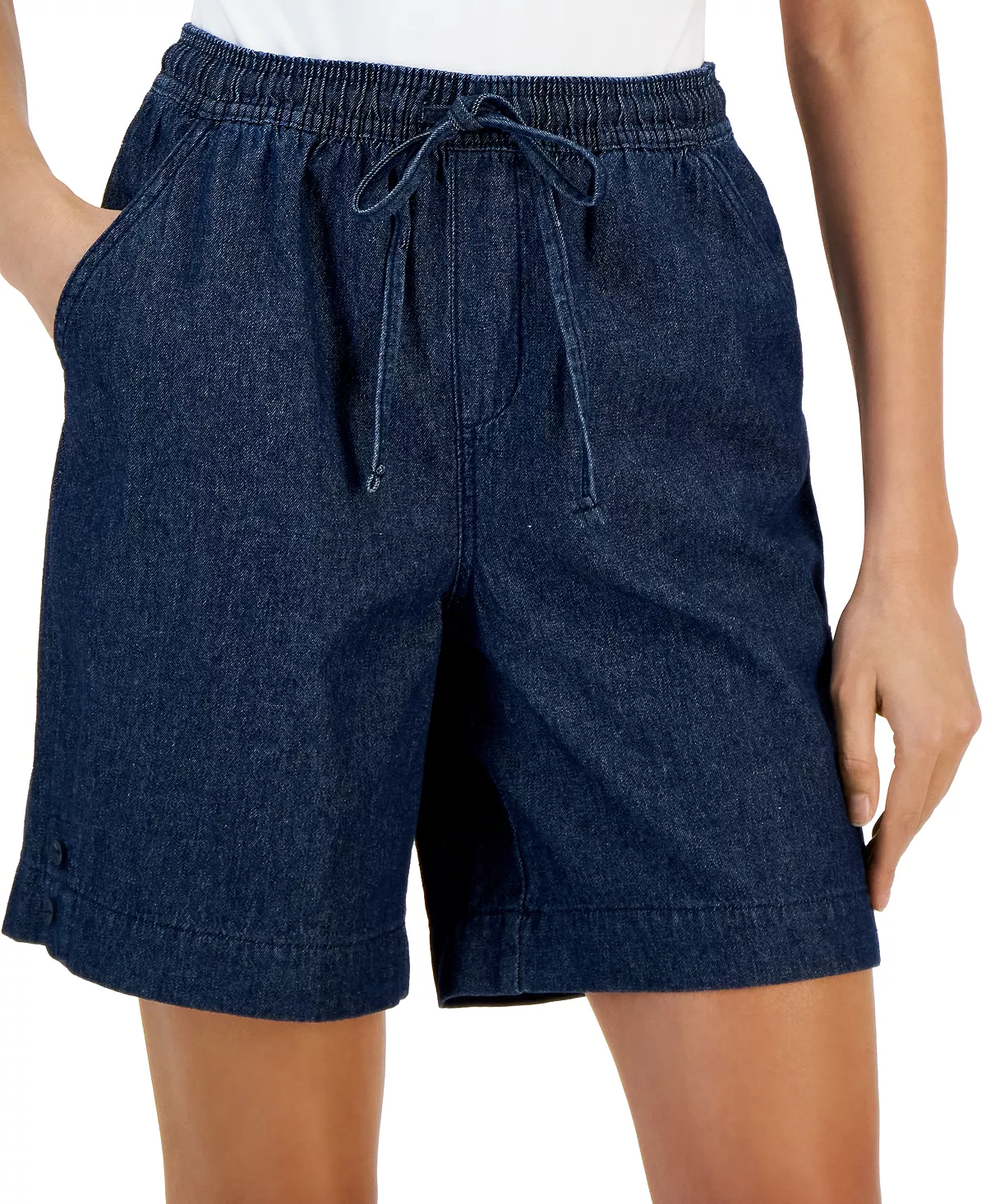 Karen Scott Women's Emilia Relaxed Pull-On Denim Shorts, Created For Macy's 3 Karen Scott Women's Emilia Relaxed Pull-On Denim Shorts, Created For Macy's - Image 3