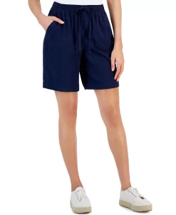 Karen Scott Women's Emilia Cotton Solid-Color Shorts, Created For Macy's -VINCE CAMUTO Shop 23367449 fpx