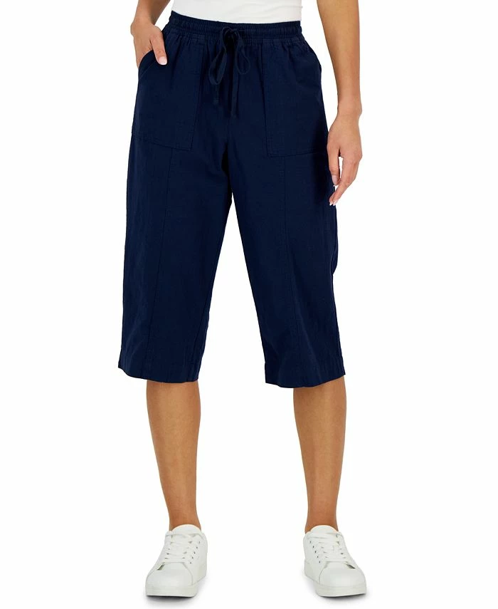 Karen Scott Women's Quinn Cotton Pull-On Capri Pants, Created For Macy's 1 Karen Scott Women's Quinn Cotton Pull-On Capri Pants, Created For Macy's