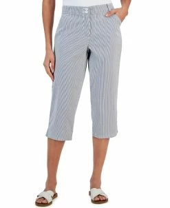 Karen Scott Women's Corded Striped Capri Pants, Created For Macy's