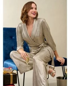 Alternative view of Adrianna Papell Women's Metallic Wide-Leg Jumpsuit
