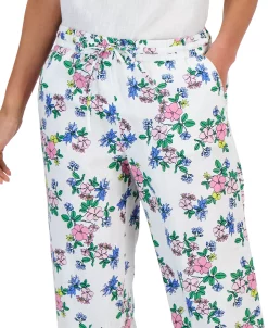 Charter Club Women's Linen Floral Cropped Pants, Created For Macy's -VINCE CAMUTO Shop 23379554 fpx