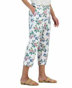 Charter Club Women's Linen Floral Cropped Pants, Created For Macy's -VINCE CAMUTO Shop 23379556 fpx