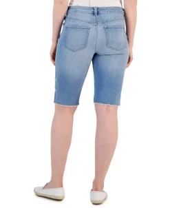 Style & Co Women's Embroidered Denim Bermuda Short, Created For Macy's -VINCE CAMUTO Shop 23412334 fpx