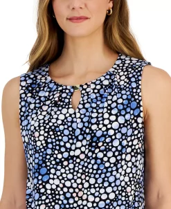 Kasper Women's Dot Print Hardware-Detail Sleeveless Top -VINCE CAMUTO Shop 23443412 fpx