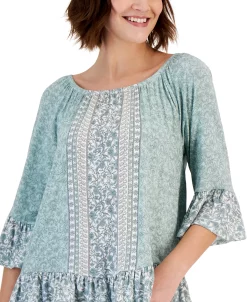 Style & Co Women's Printed On Off Knit Top, Created For Macy's -VINCE CAMUTO Shop 23444446 fpx