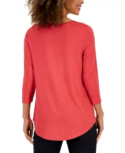 JM Collection 3/4-Sleeve Solid Tunic Top, Created For Macy's -VINCE CAMUTO Shop 23480511 fpx
