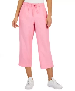 Charter Club Women's Linen Capri Tie-Waist Pants, Created For Macy's