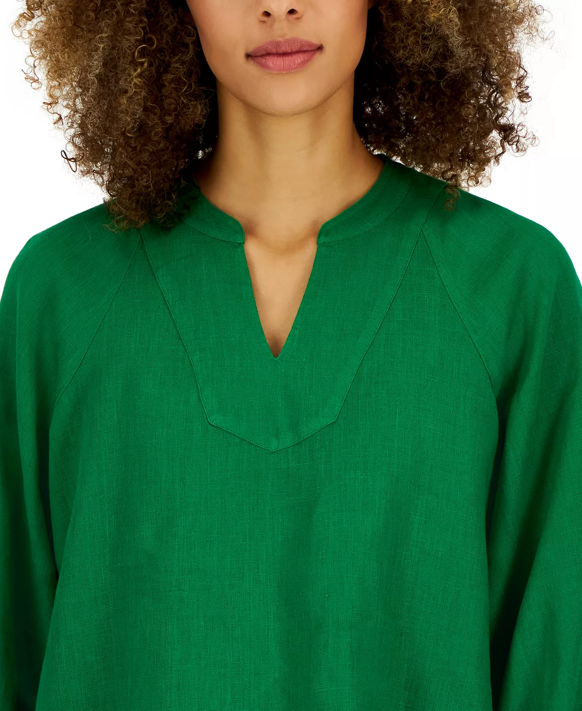 Charter Club Women's Linen Split-Neck Top, Created For Macy's 3 Charter Club Women's Linen Split-Neck Top, Created For Macy's - Image 3