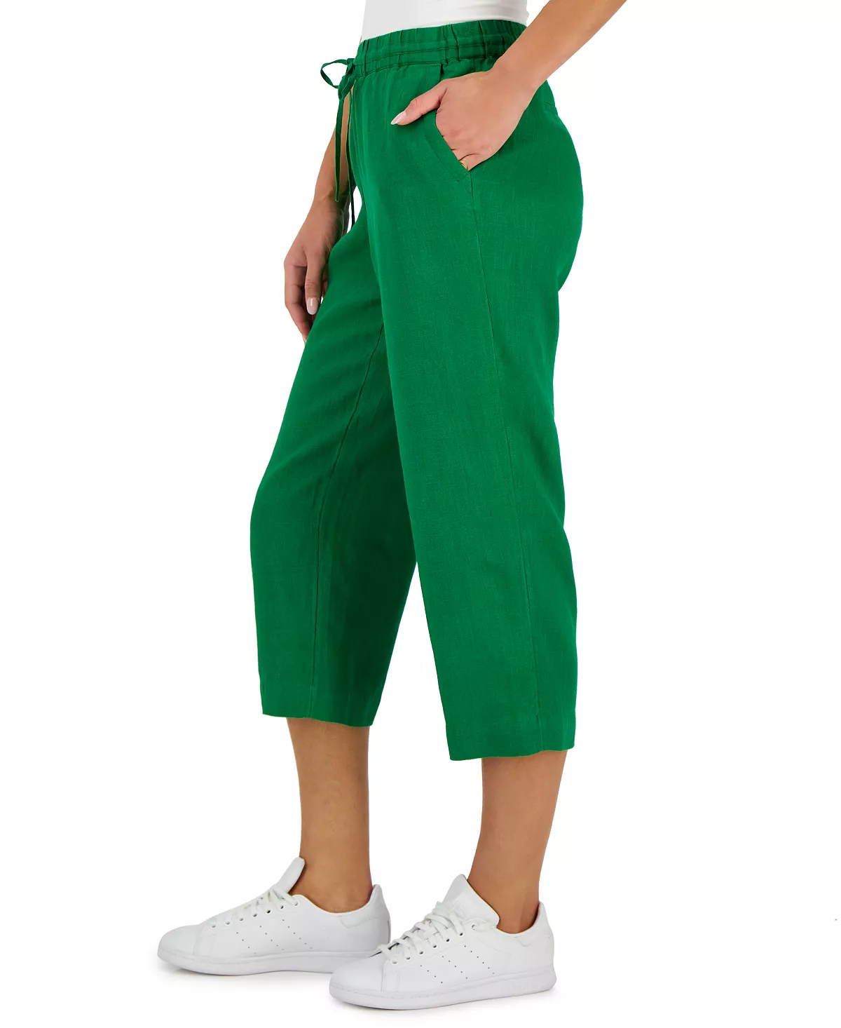 Charter Club Women's Linen Capri Tie-Waist Pants, Created For Macy's 5 Charter Club Women's Linen Capri Tie-Waist Pants, Created For Macy's - Image 5