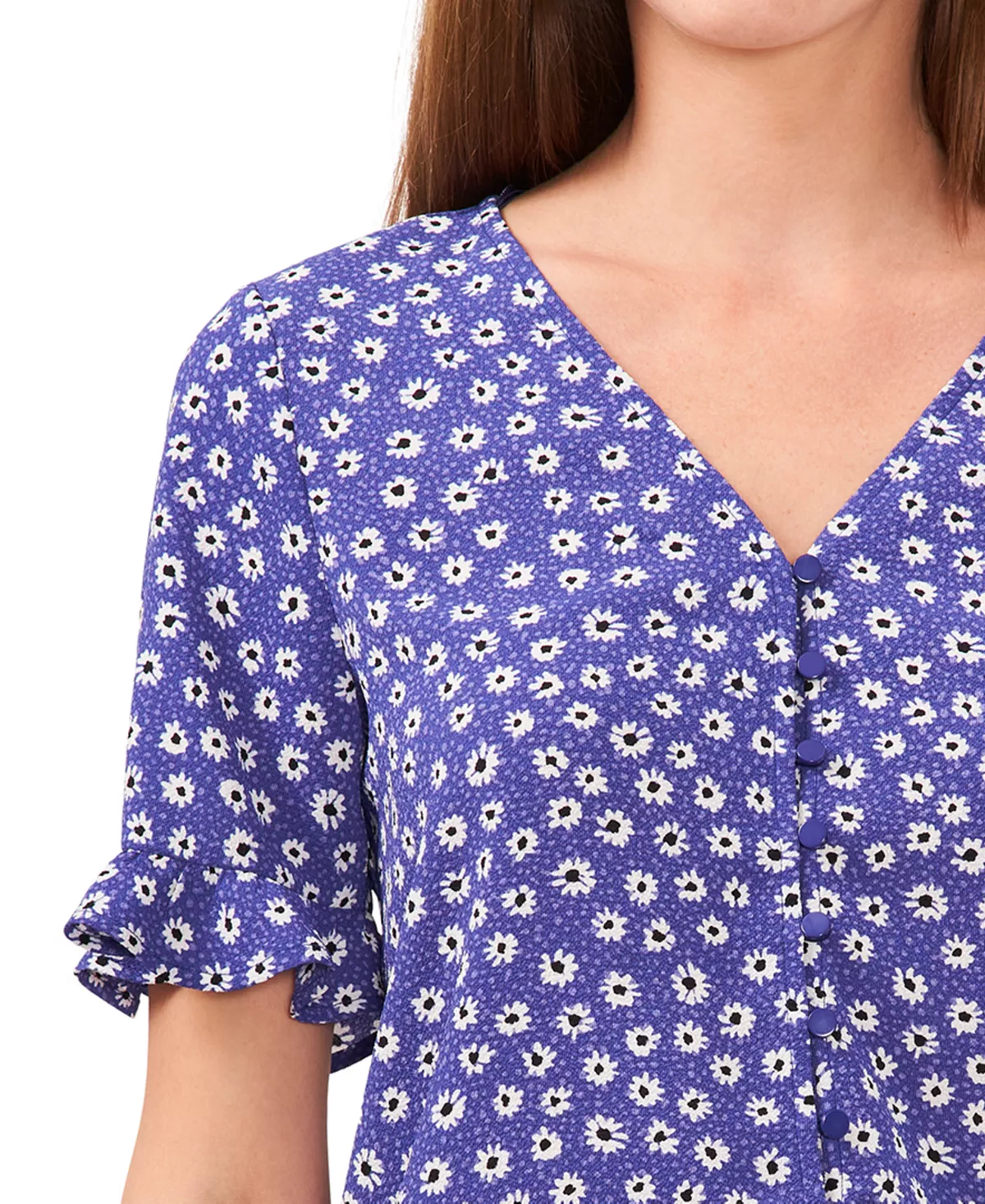 CeCe Women's Daisy Melody Ruffle Short Sleeve Blouse 6 CeCe Women's Daisy Melody Ruffle Short Sleeve Blouse - Image 6