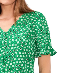 CeCe Women's Daisy Melody Ruffle Short Sleeve Blouse 10 CeCe Women's Daisy Melody Ruffle Short Sleeve Blouse -VINCE CAMUTO Shop 23519974 fpx