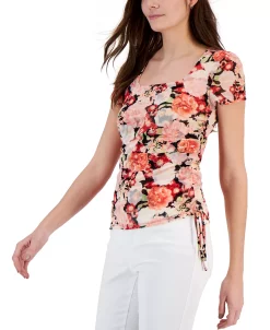 INC International Concepts Women's Printed Mesh Side-Tie Top, Created For Macy's -VINCE CAMUTO Shop 23532505 fpx