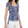 INC International Concepts Women's Printed Mesh Side-Tie Top, Created For Macy's