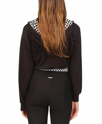 Michael Kors Women's Cropped Checkered-Trim Hoodie 2 Michael Kors Women's Cropped Checkered-Trim Hoodie - Image 2