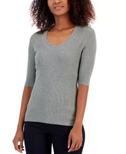 Alfani Women's Ribbed Elbow-Sleeve Sweater, Created For Macy's -VINCE CAMUTO Shop 23541978 fpx